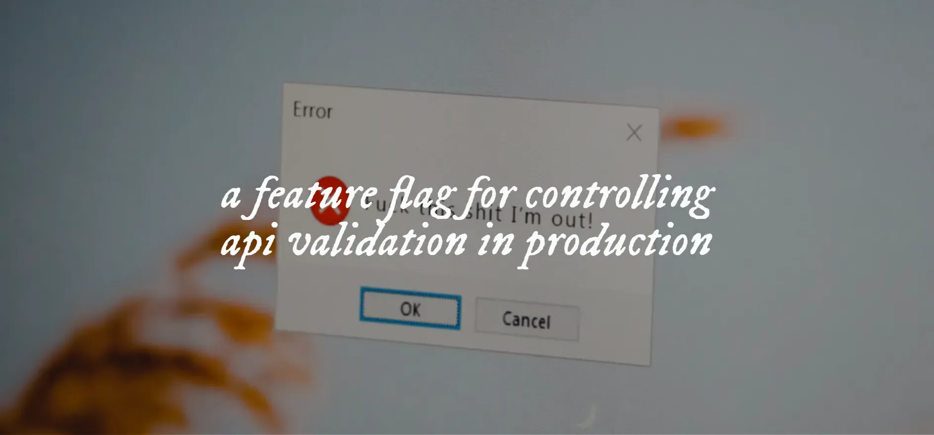 An image with the text "a feature flag for controlling api validation in production"