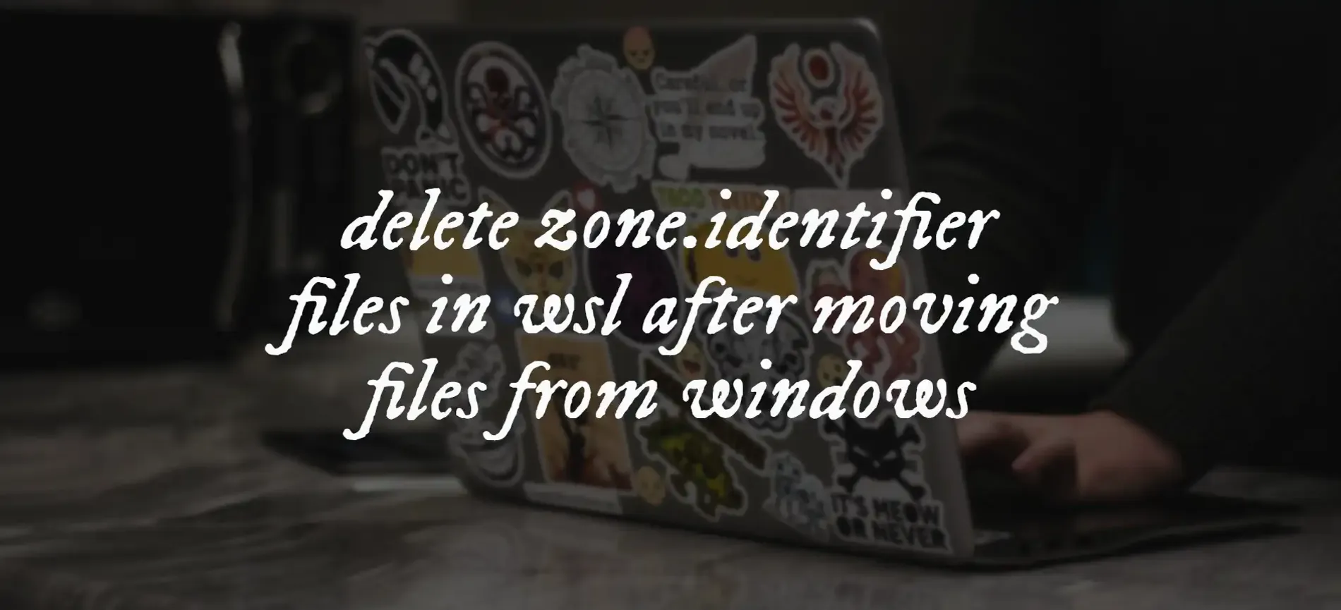 An image with the text "delete zone.identifier files in wsl after moving files from windows"