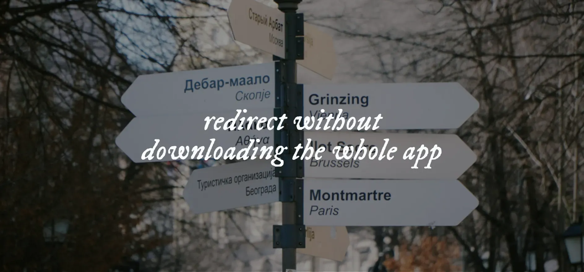 An image with the text "redirect without downloading the whole app"