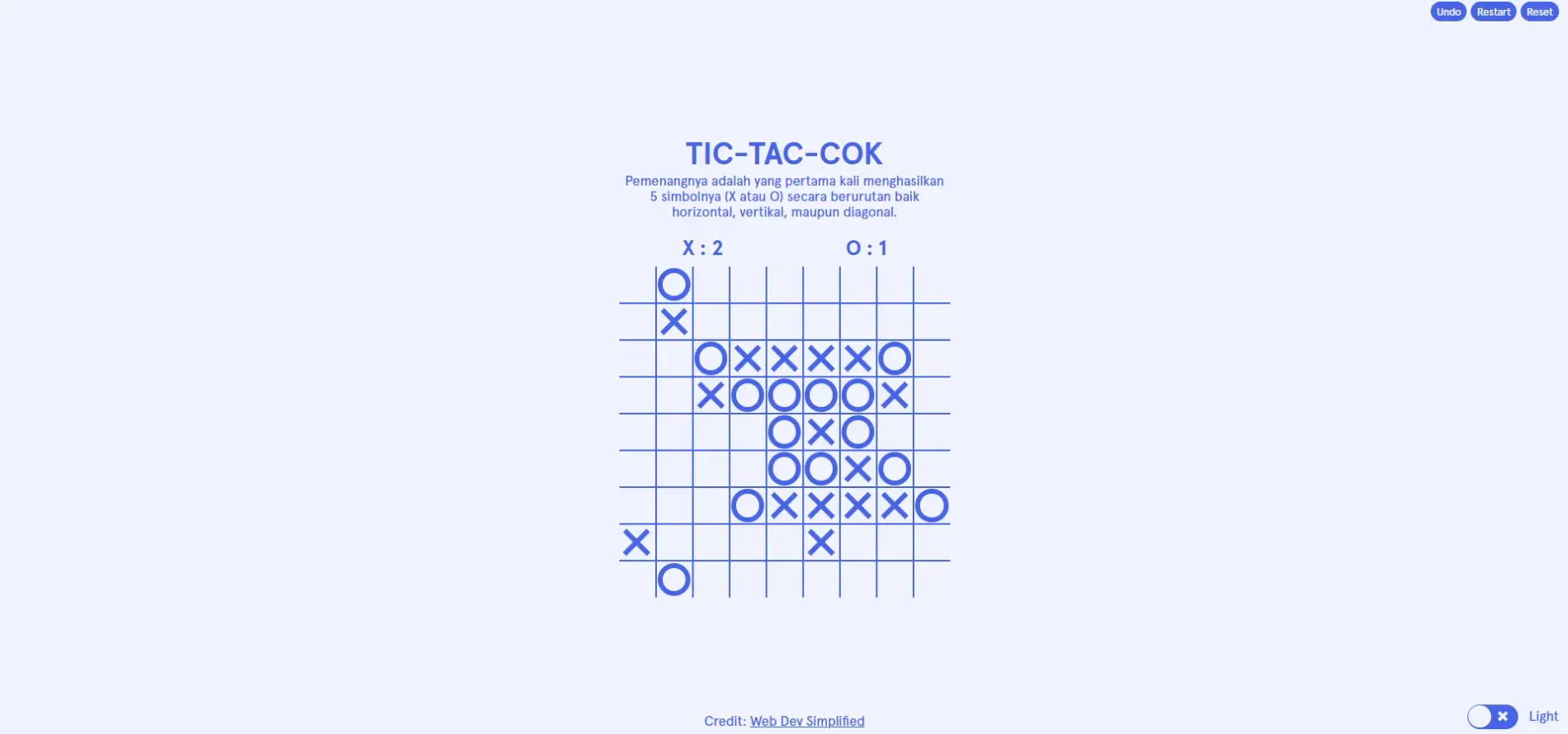 tic-tac-cok light mode UI