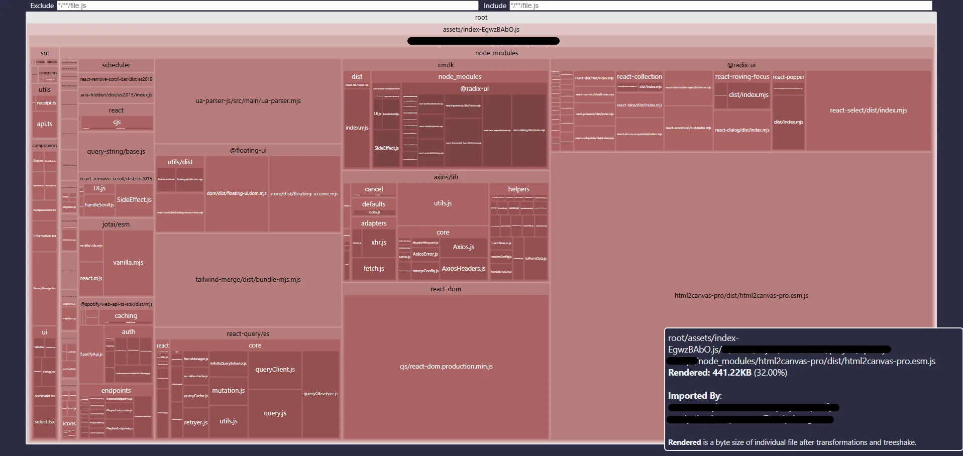 rollup-plugin-visualizer result of one of my app